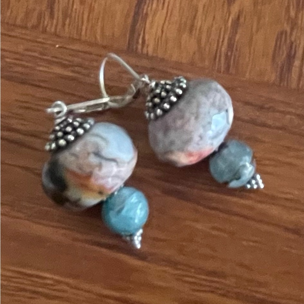 Elegant Silver sterling Blue stone Earrings